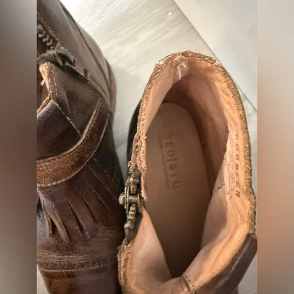 Bed Stu Cobbler Organic Leather “Dipper” Distressed Ankle Boots w/Fringe, Size 8 - Picture 9 of 16